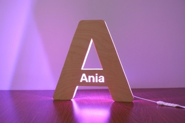 СВЕТОДИОДНЫЙ НОЧНИК С ИМЯ РЕБЕНКА БУКВАМИ АЛФАВИТА надпись подарочная RGB