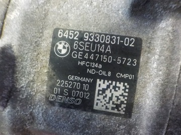 BMW 1 F20 F10 F30 E84 2.0 D 15R 143KM N47 KOMPRESOR KLIMATIZACE 9330831
