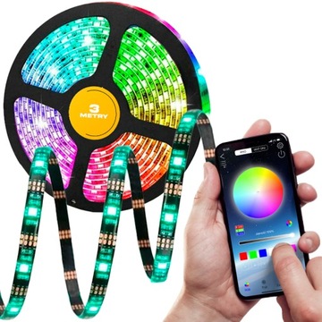WODOODPORNA IP65 TAŚMA PASEK LED RGB SMD 5050 USB TV APLIKACJA BLUETOOTH 3m