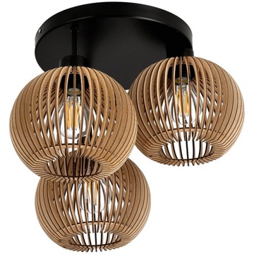 Lampa Sufitowa LED Wisząca Do Salonu 3xE27 Żyrandol Drewniany Luca05