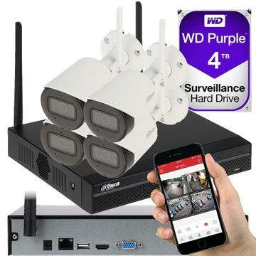 MONITORING WIFI DAHUA ZESTAW 4 KAMERY 4MP DYSK 4TB