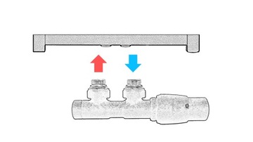 Zawór term Twins 50mm czarny mat +złączk+rozet P/L