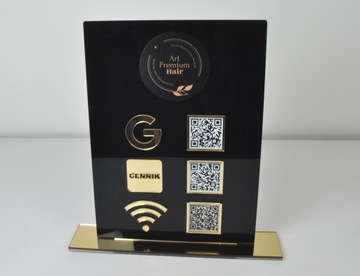 тарелка 16х23см, черная из оргстекла с УФ-печатью, тарелка для социальных сетей, QR-код