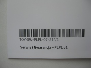 СЕРВИСНАЯ КНИГА TOYOTA ПОЛЬША - ГАРАНТИЯ