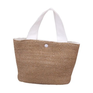 Torebka Fashion Straw Woven Top Handle biała