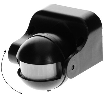 Светодиодный настенный датчик движения и сумерек, регулировка PIR-датчика, IP44, черный