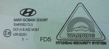 HYUNDAI I30 I FACELIFT 11 R SKLO (OKNO) BOČNÍ DVEŘE PRAVÁ PŘEDNÍ