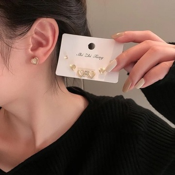 6 шт./компл. красочные серьги-гвоздики со звездами и опалами в форме сердца для