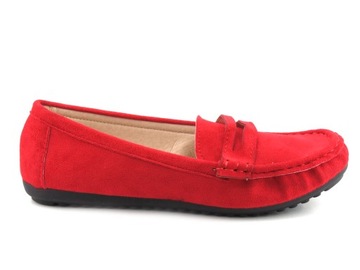 Mokasyny damskie buty lekkie wygodne czerwone r.38