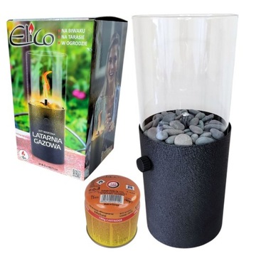 Lampa gazowa latarnia zewnętrzna do ogrodu tarasu + gaz kartusz 190g ELICO