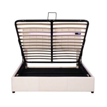 ŁÓŻKO TAPICEROWANE STELAŻ LED 140X200CM Z POJEMNIKIEM+ODTWARZACZ BLUETOOTH