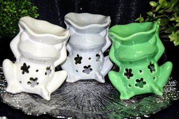 KOMINEK CERAMICZNY NA OLEJEK LUB WOSK ŻABA ZIELONY