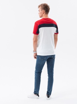 T-shirt męski bawełniany S1631 czerwony XL defekt