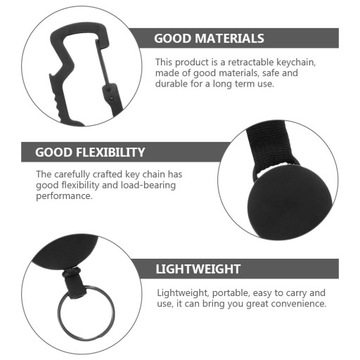 Выдвижной держатель удостоверения личности, карабин на катушке для ключей.