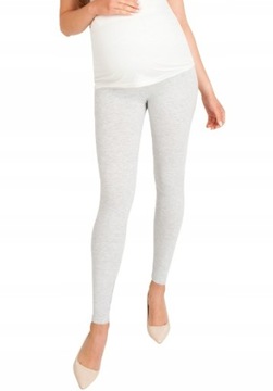 GETRY CIĄŻOWE DAMSKIE SZARE LEGGINSY BAWEŁNIANE LEGINSY WYSOKI STAN S