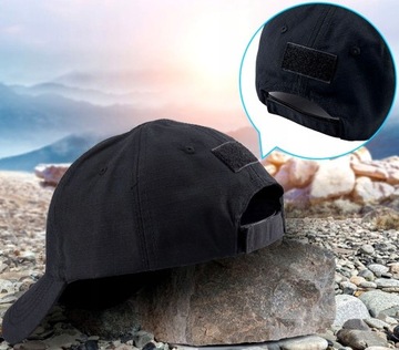 Тактическая ВОЕННАЯ кепка-козырек, мужская, черная, в стиле милитари, летние панели на липучке