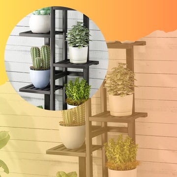 CZERŃ STOJAK NA KWIATY KWIETNIK SZAFKA STOJAK NA ROŚLINY 122CM X 20CM X40CM