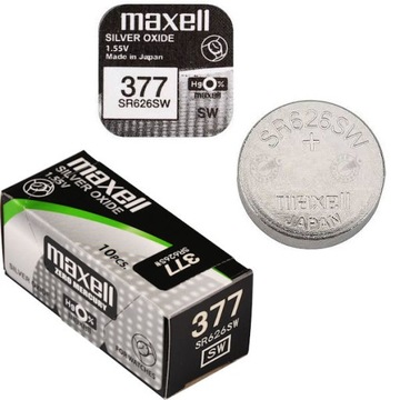 Zasilająca BATERIA do ZEGARKA Srebrowa 377 1.5V Maxell DŁUGO ZASILA