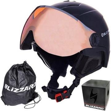 Kask narciarski BLIZZARD DOUBLE VISOR 56-59cm black matt orange lens mirror