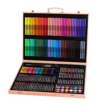 БОЛЬШОЙ ДЕРЕВЯННЫЙ ХУДОЖЕСТВЕННЫЙ НАБОР МАРКЕРОВ мелки краски LITTLE ARTIST 251 шт.