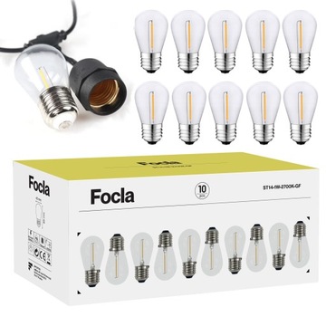 Zestaw ŻARÓWEK DO GIRLANDY 10x Żarówka E27 LED FILAMENT S14 1W - Do Griland