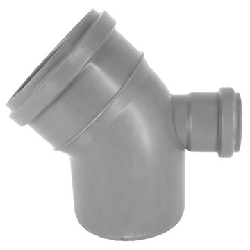 Kolano kanalizacyjne PCV PP 110x45° redukcyjne fi 50 odejście TYLNE