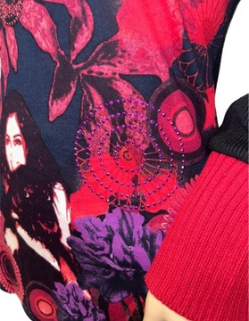 DESIGUAL bawełna bluzka cyrkonie motyle kobieta L