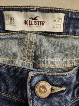 HOLLISTER Jeansowe SPODNIE PROSTE Niebieski denim W30 L33