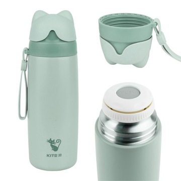 TERMOS DZIECIĘCY Z KUBKIEM METALOWY Z UCHWYTEM ZIELONY 350ml KITE