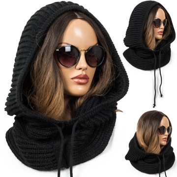DUŻY KAPTUR Z WEŁNĄ BALACLAVA CIEPŁA CZAPKA DAMSKA PREMIUM KOLORY