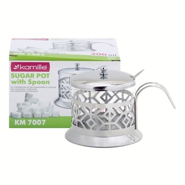 СТАЛЬНАЯ САХАРНИЦА с ЛОЖКОЙ САХАРНИЦА 200 мл