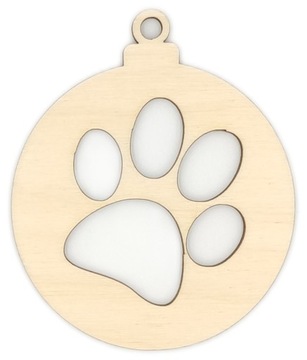 DREWNIANA BOMBKA OZDOBA NA CHOINKĘ łapka zwierzątko ZAWIESZKA