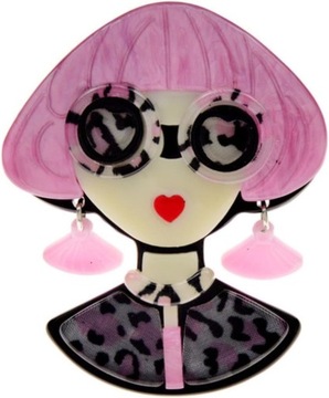 Akryl Big Elegant Hat Lady Broszki dla kobiet 2-kolorowe Modern Girl