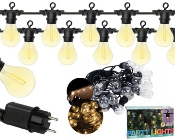 GIRLANDA ogrodowa łańcuch lampki ogrodowe 20m 12,5m WARM 230V + ŻARÓWKI LED