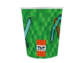 Kubeczki urodzinowe o poj. 250 ml Piksele - 6 SZTUK minecraft