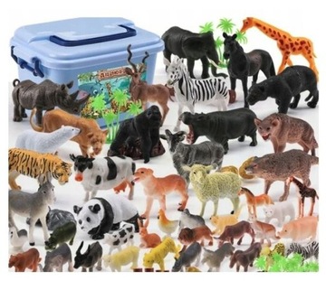 Zestaw figurek zwierzęta Safari 58 elementów z por