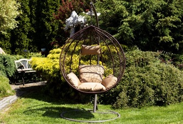 ПОДВЕСНОЕ СТУЛЬЕ садовая корзина-качалка-кокон КОРИЧНЕВЫЙ k.
