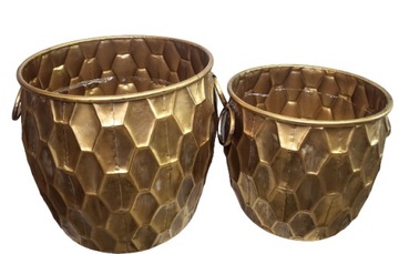 НАБОР МЕТАЛЛИЧЕСКИХ КРЫШЕК ДЛЯ ЦВЕТОЧНЫХ ВАЗОВ ИЗ 2 ЗОЛОТЫХ ЧАСТЕЙ