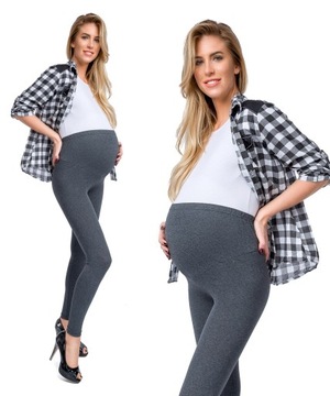 LEGGINSY CIĄŻOWE bawełniane getry z panelem ciążowym XXXL/46