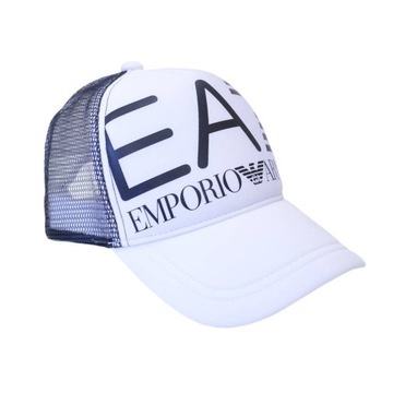 Czapka z daszkiem bejsbolowa EA7 Emporio Armani Trucker biała z siatką