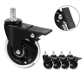 5шт Колеса резиновые для стула с тормозом Резина 11 х 22 мм