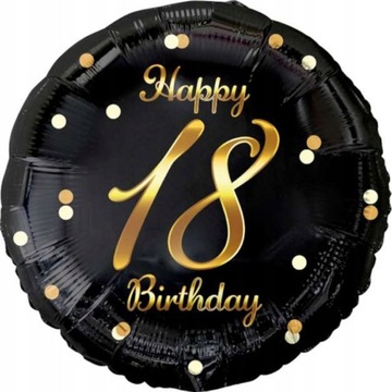 Balon foliowy urodzinowy 18 HAPPY BIRTHDAY dekoracja osiemnastka HEL 45cm