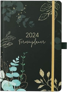 Календарь, планировщик, блокнот на 2024 год, А5, закрывается на резинку, черный