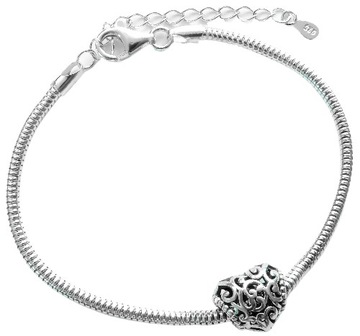 Bransoletka modułowa srebro 925 do charms,beads 17-21cm zestaw z koralikiem