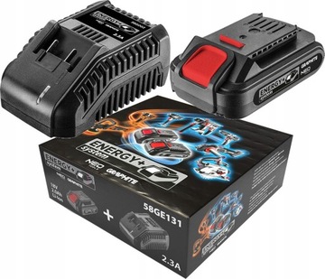 GRAPHITE ZESTAW AKUMULATOR 2Ah BATERIA LI-ION 58GE131 + ŁADOWARKA ENERGY+