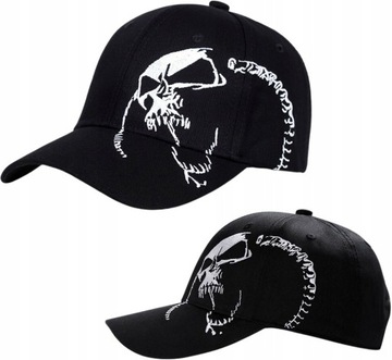 Регулируемая мужская черная хлопковая бейсболка в стиле панк с черепом