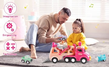 ZABAWKI 5W1 DLA DZIEWCZYNEK 1-3 LETNICH CIĘŻARÓWKA Z TRANSPORTEREM ZABAWKI
