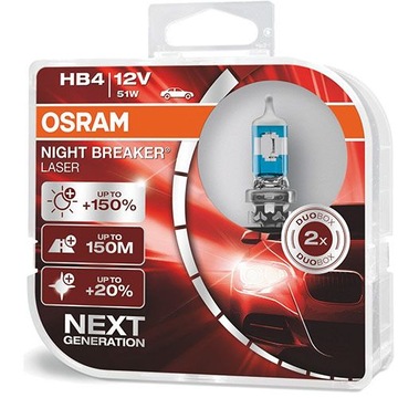 +150% OSRAM HB4 12V 51W NIGHT BREAKER LASER 2szt.
