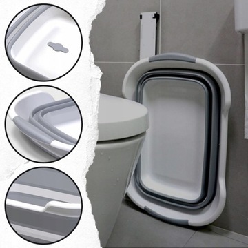 СКЛАДНАЯ СИЛИКОНОВАЯ ЧАША СО СЛИВОМ ДЛЯ БЕЛЬЯ