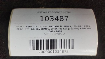 LIŠTA DVEŘE LEVÝ MEGANE II 2003 3 EVROPA